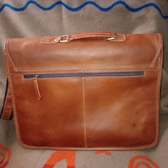 Leather briefcase computer bag 18x14x4 inches - Picture 4 of 7